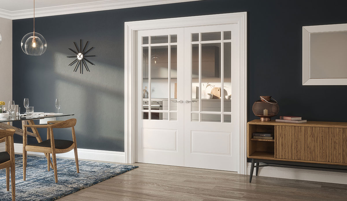 FastFix Doors and Doors | Dover White Primed Templar Clear Glass
